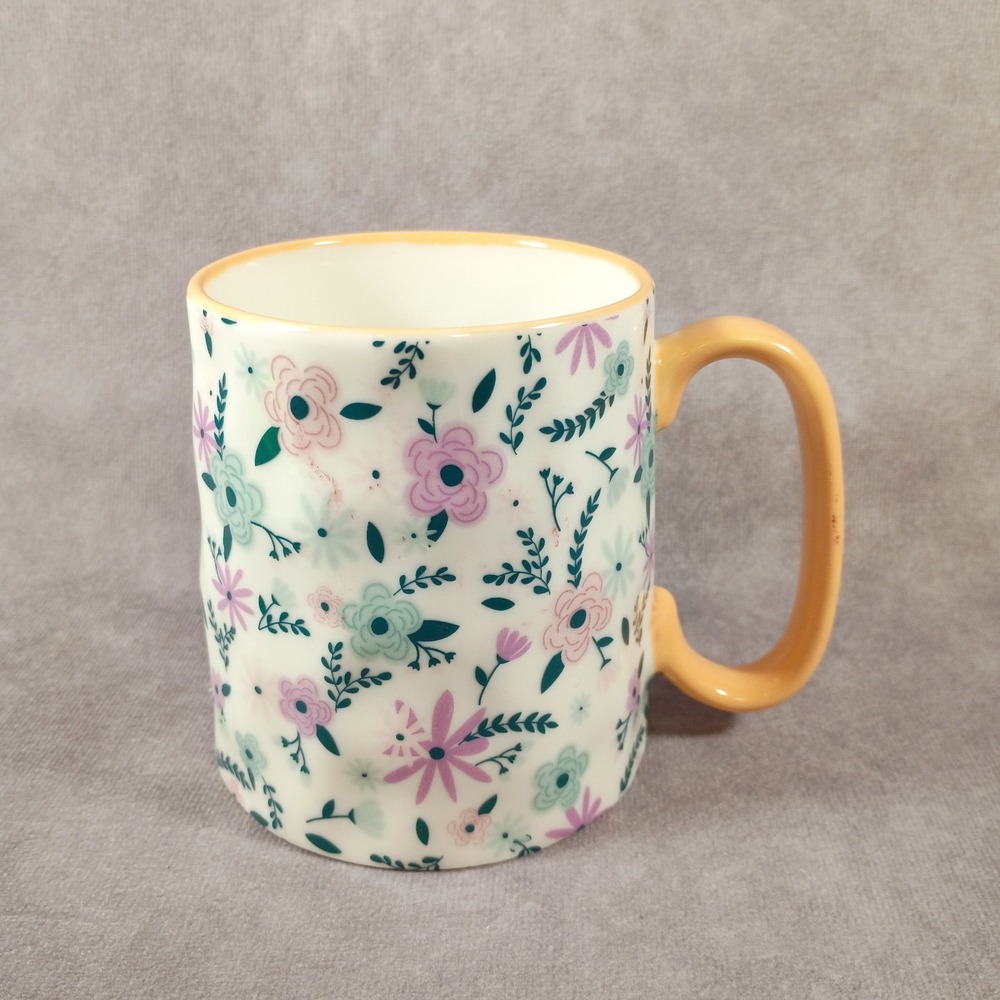 10 Strawberry Street Bella Floral Dimpled Coffee Mug Floral Flowers Peach Handle